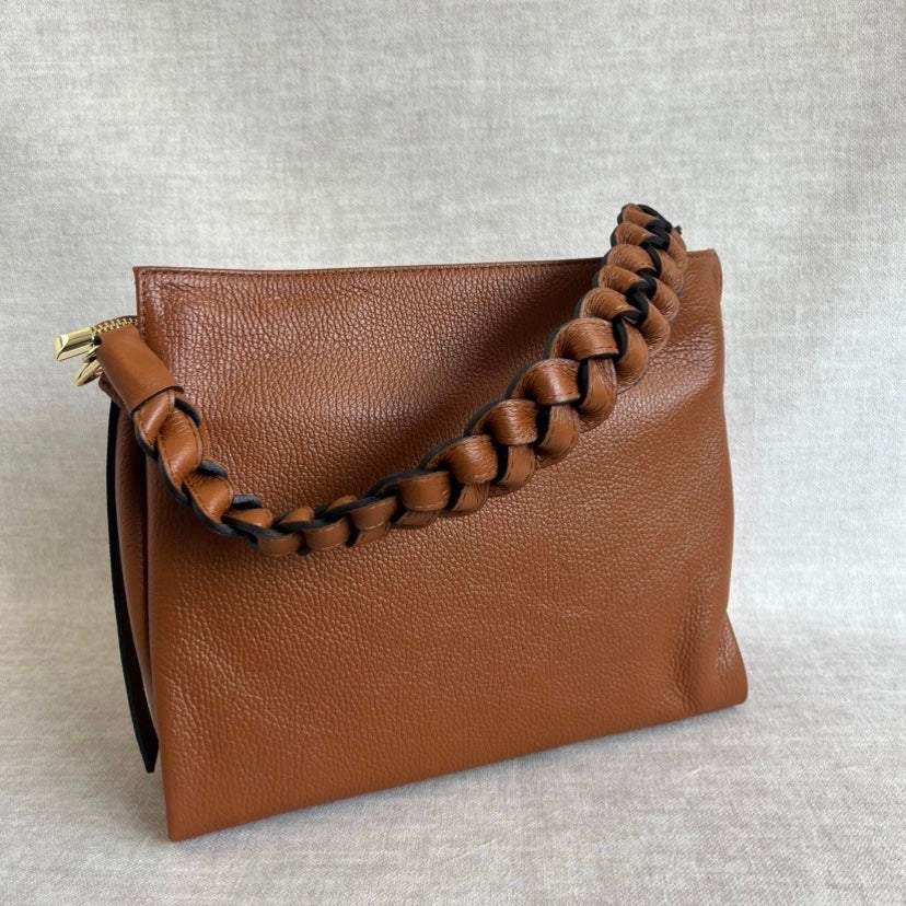 Gevlochten Shopper Tas Bruin