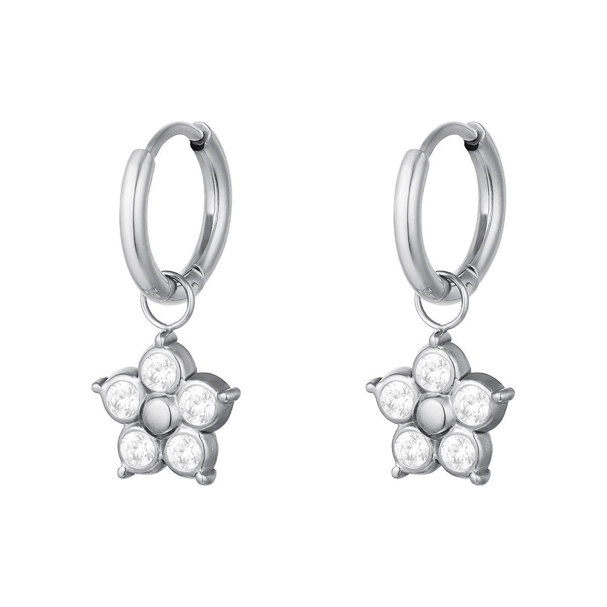 Diamanten Bloem Oorbellen