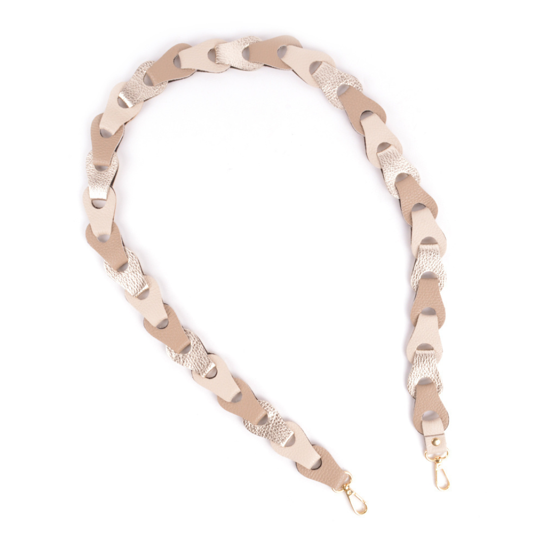 Schouderband Gevlochten Beige Goud
