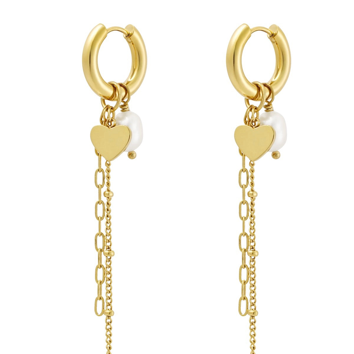 Parel hartjes ketting Oorbellen