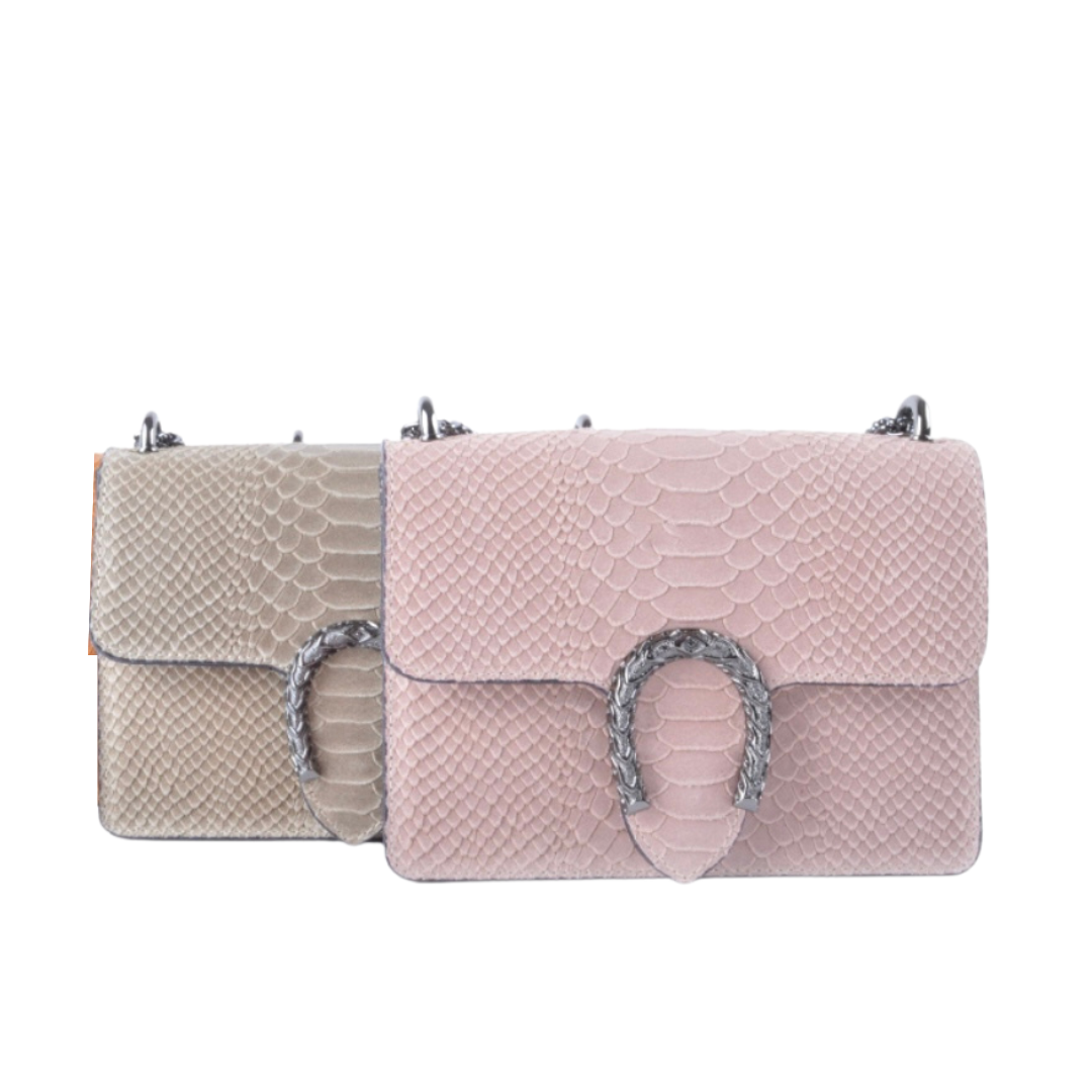 Slangenprint Crossbody Tas Roze