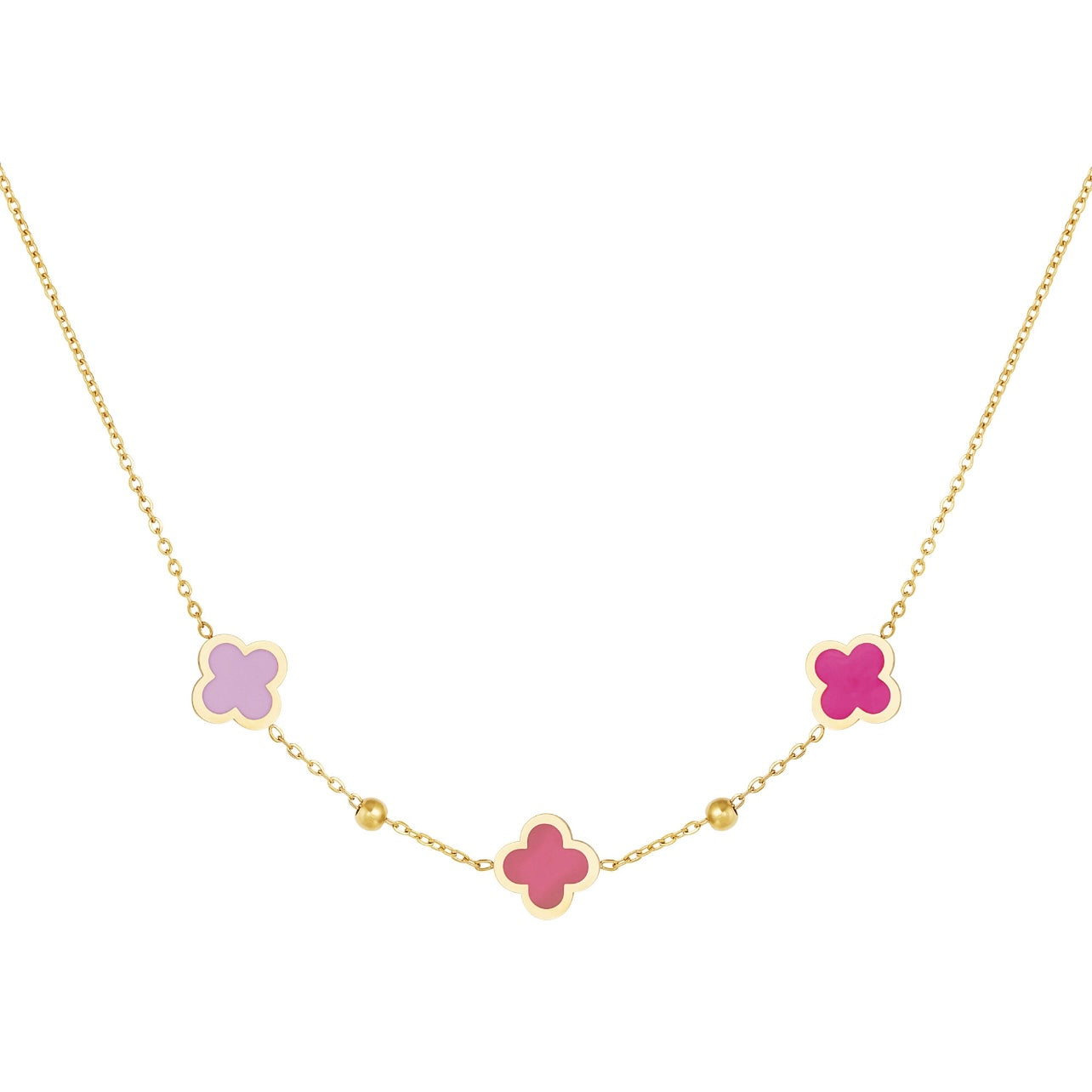 Roze Klaver Ketting