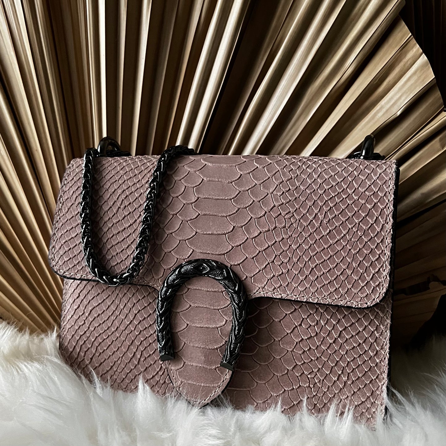Slangenprint Crossbody Tas Roze