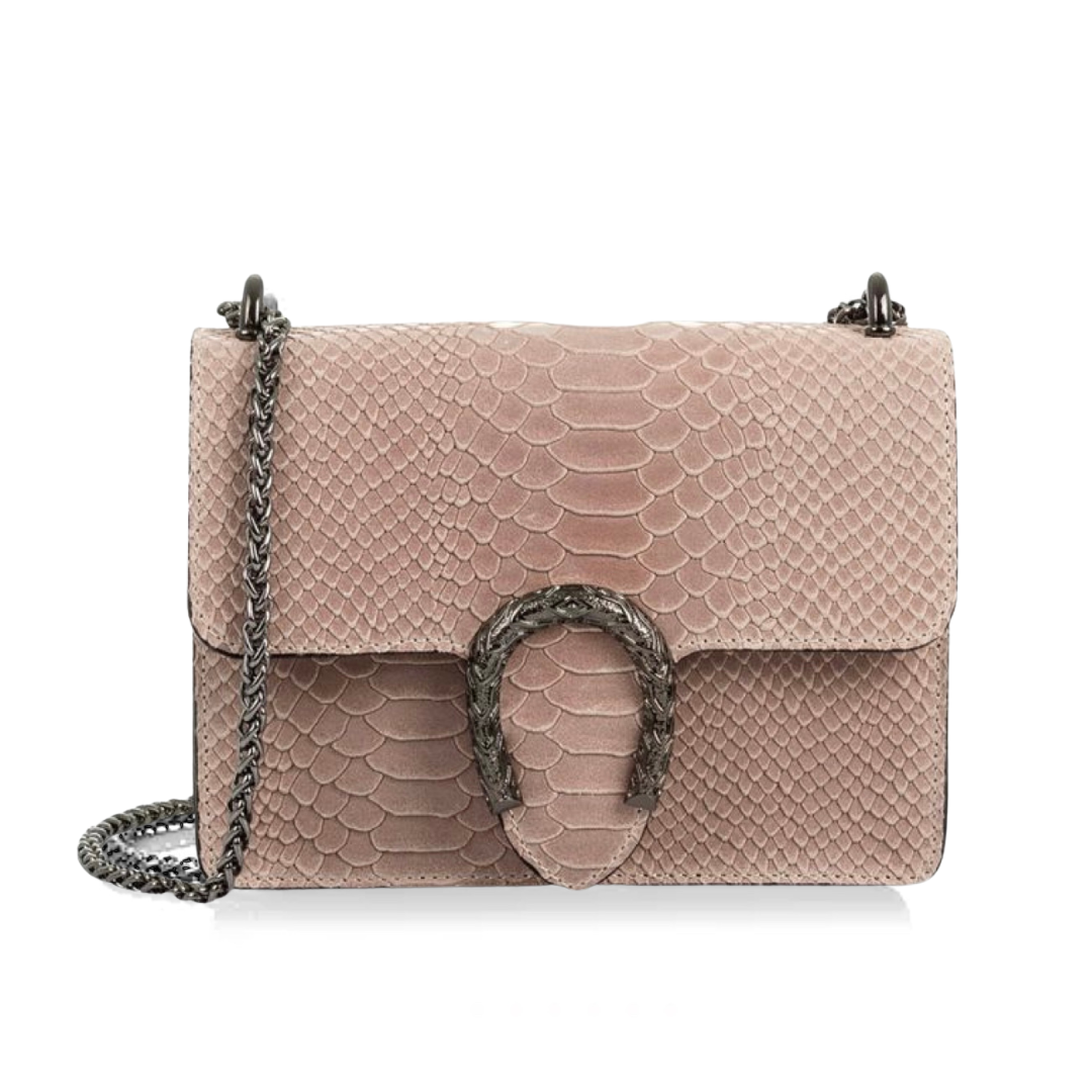 Slangenprint Crossbody Tas Roze