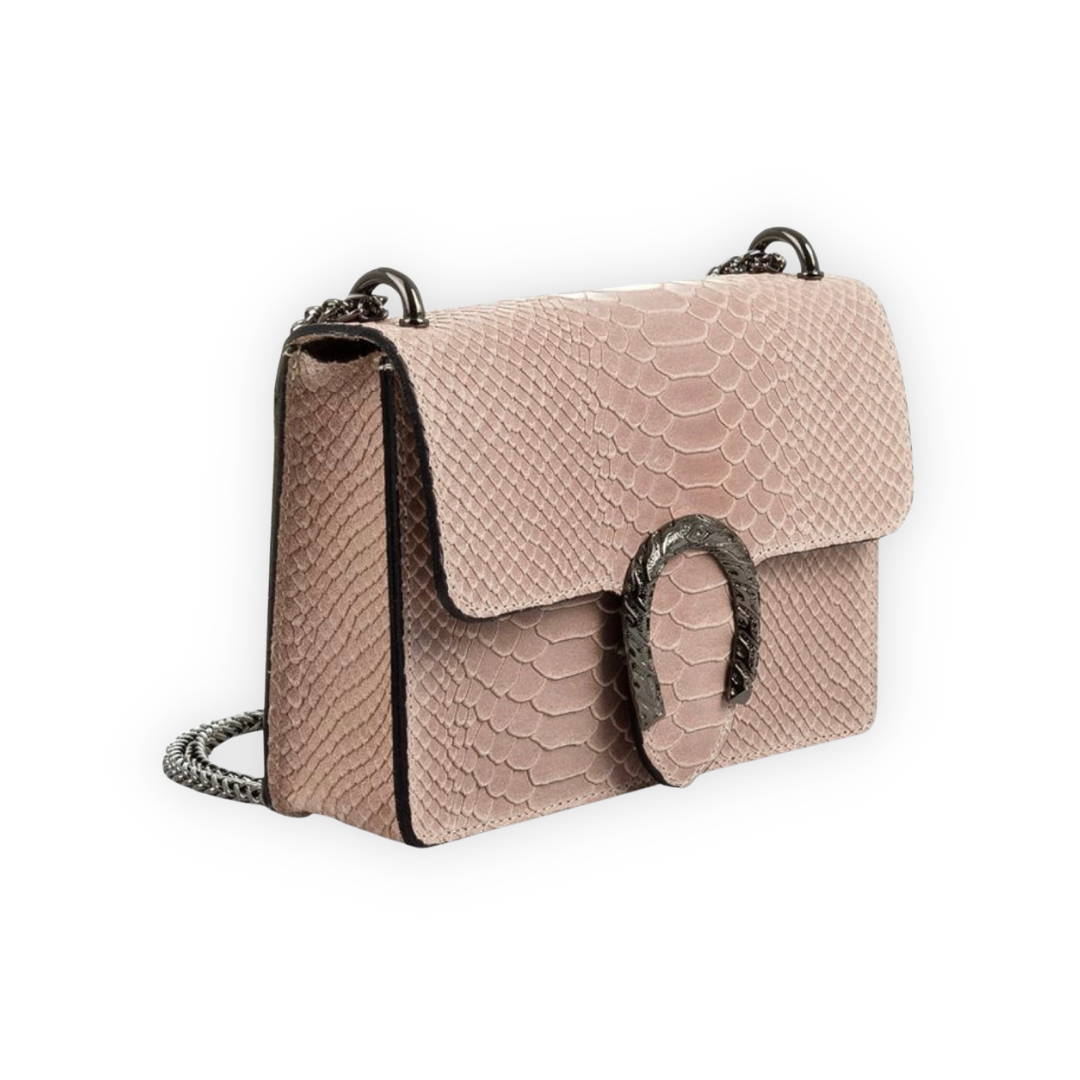 Slangenprint Crossbody Tas Roze