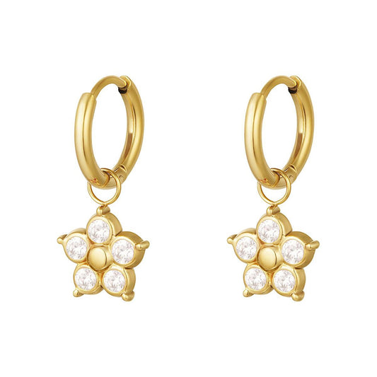 Diamanten Bloem Oorbellen
