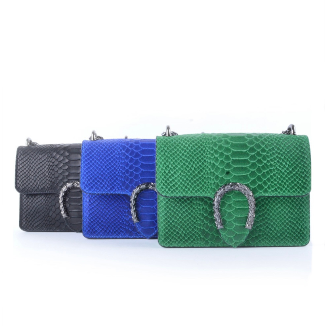 Slangenprint Crossbody Tas Zwart