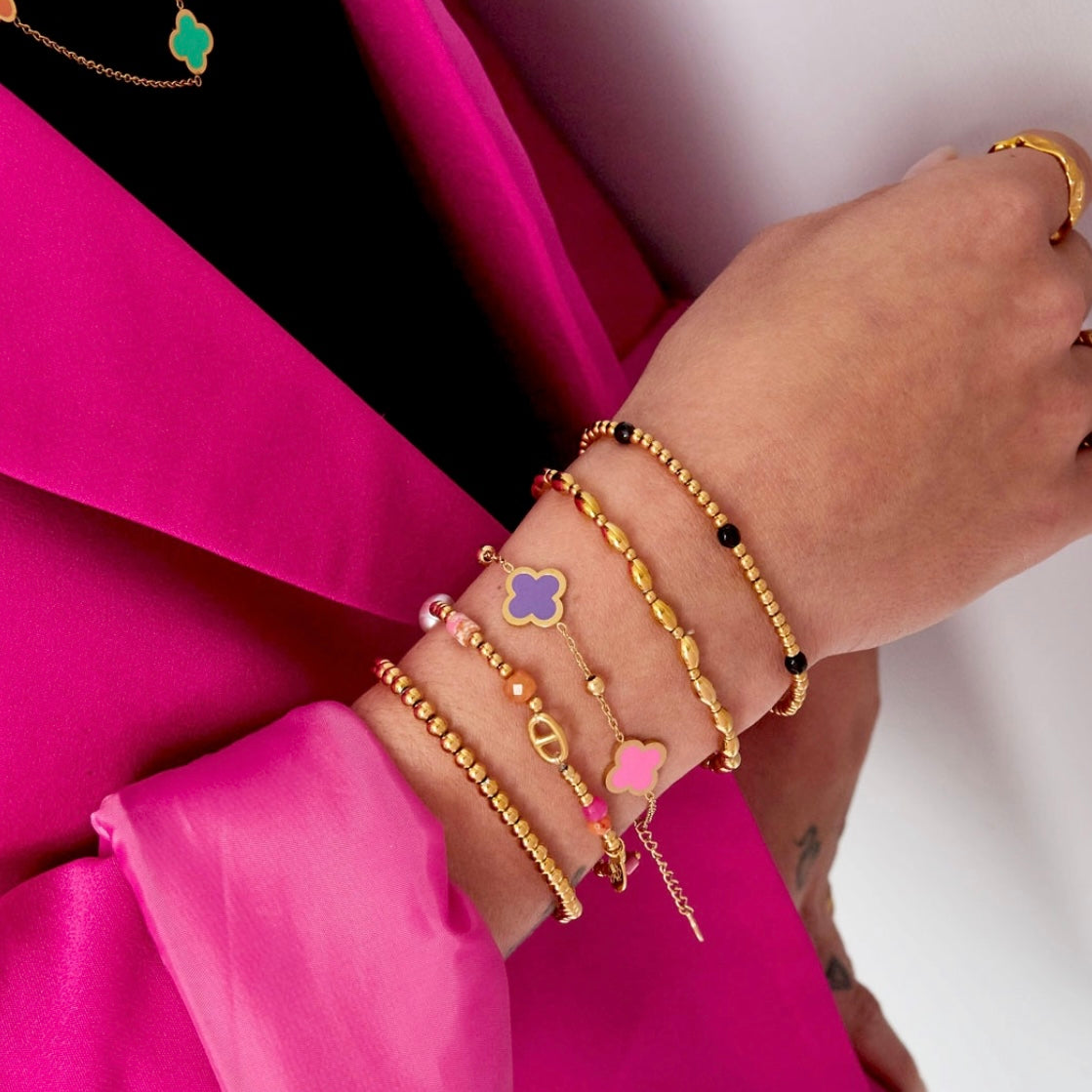 Paarse Klaver Armband