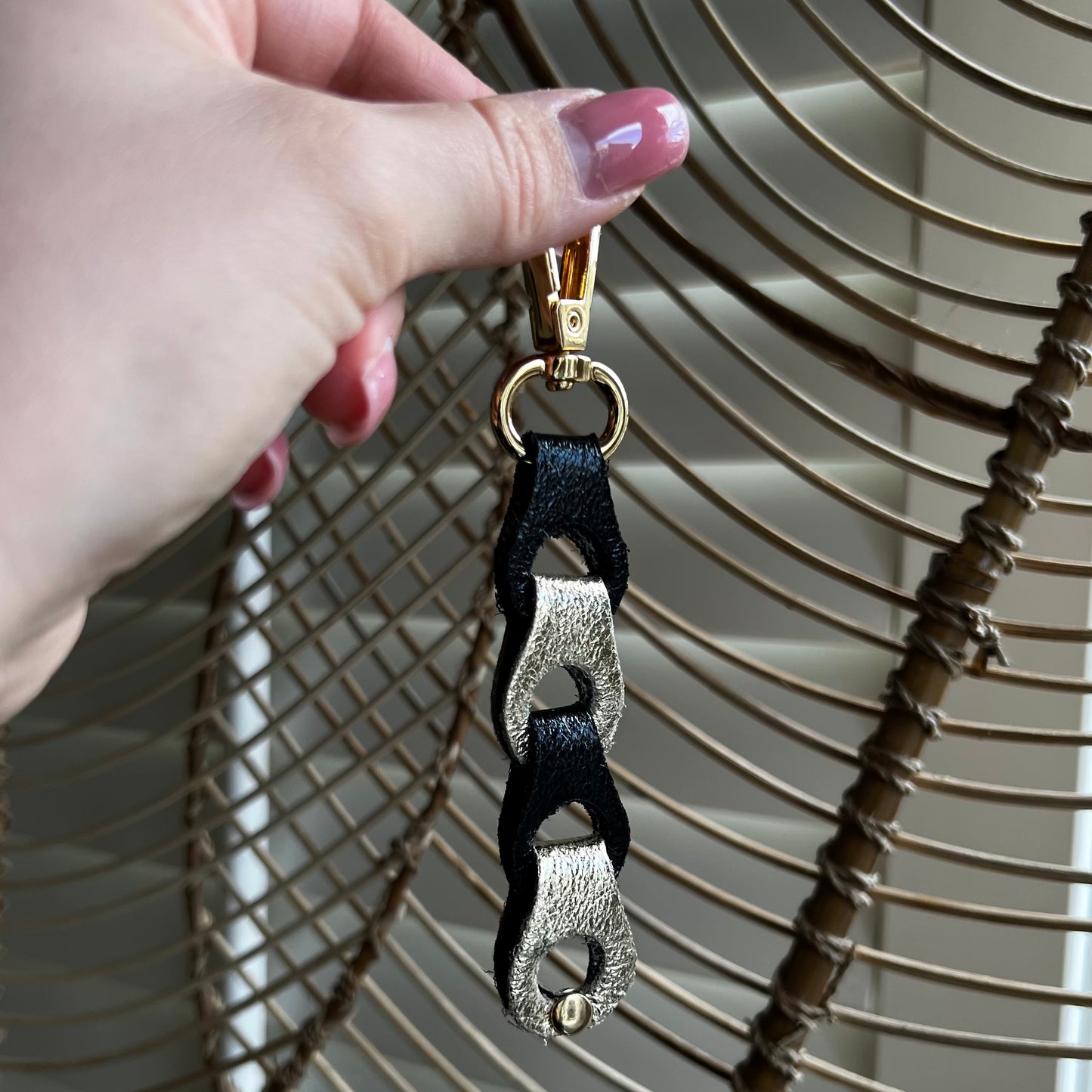 Sleutelhanger Echt Leer Goud
