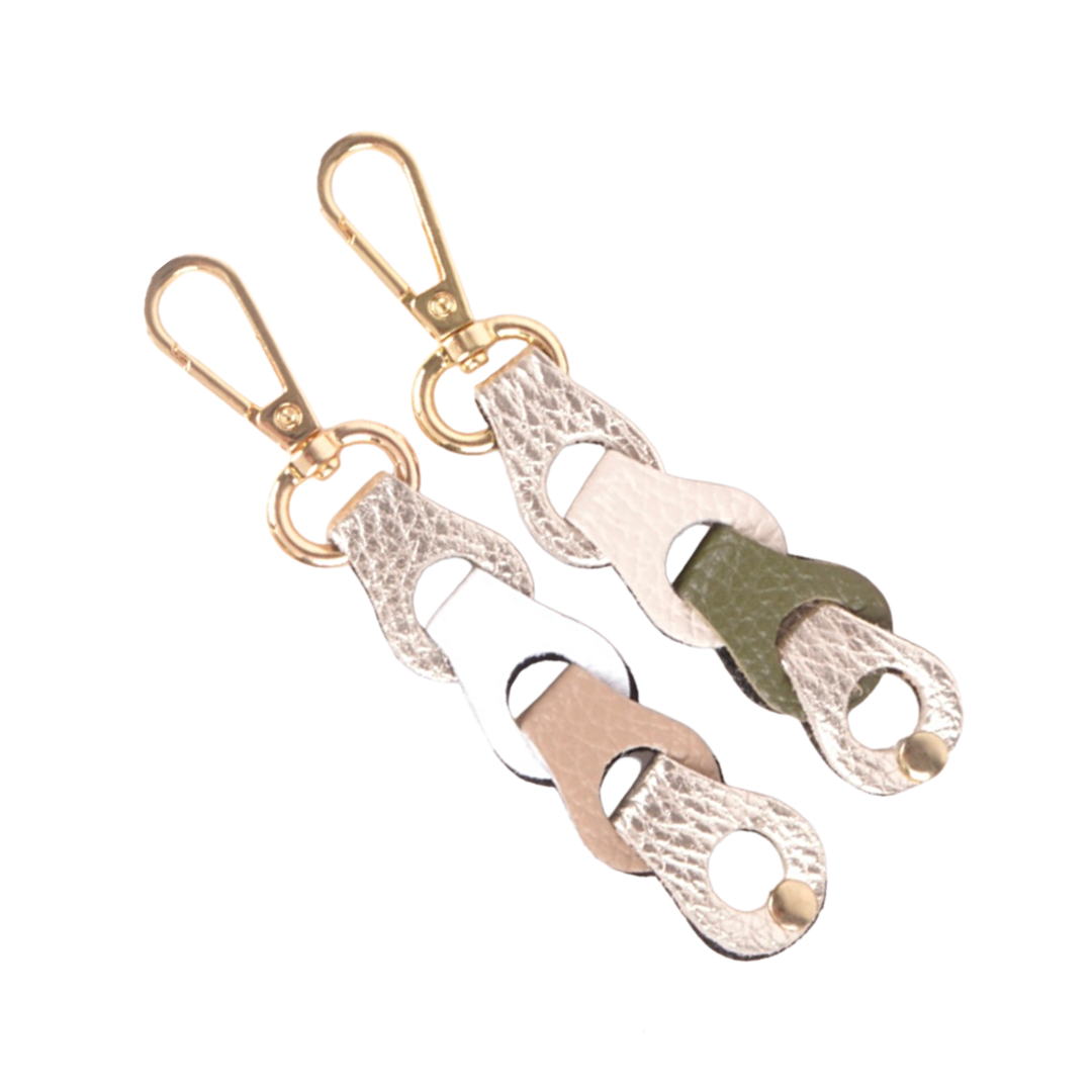Sleutelhanger Echt Leer Beige