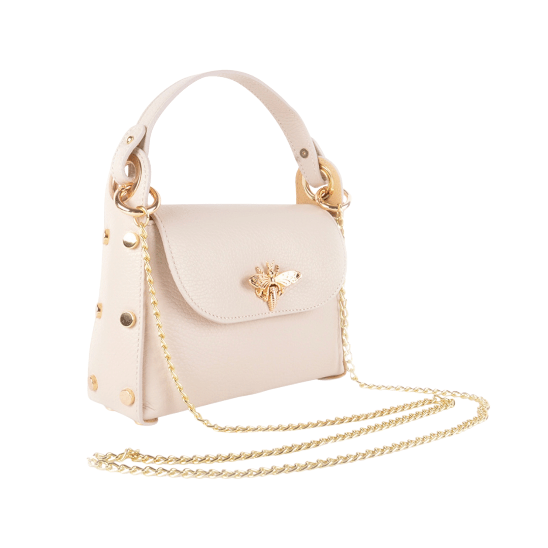 echt leren bee tas beige
