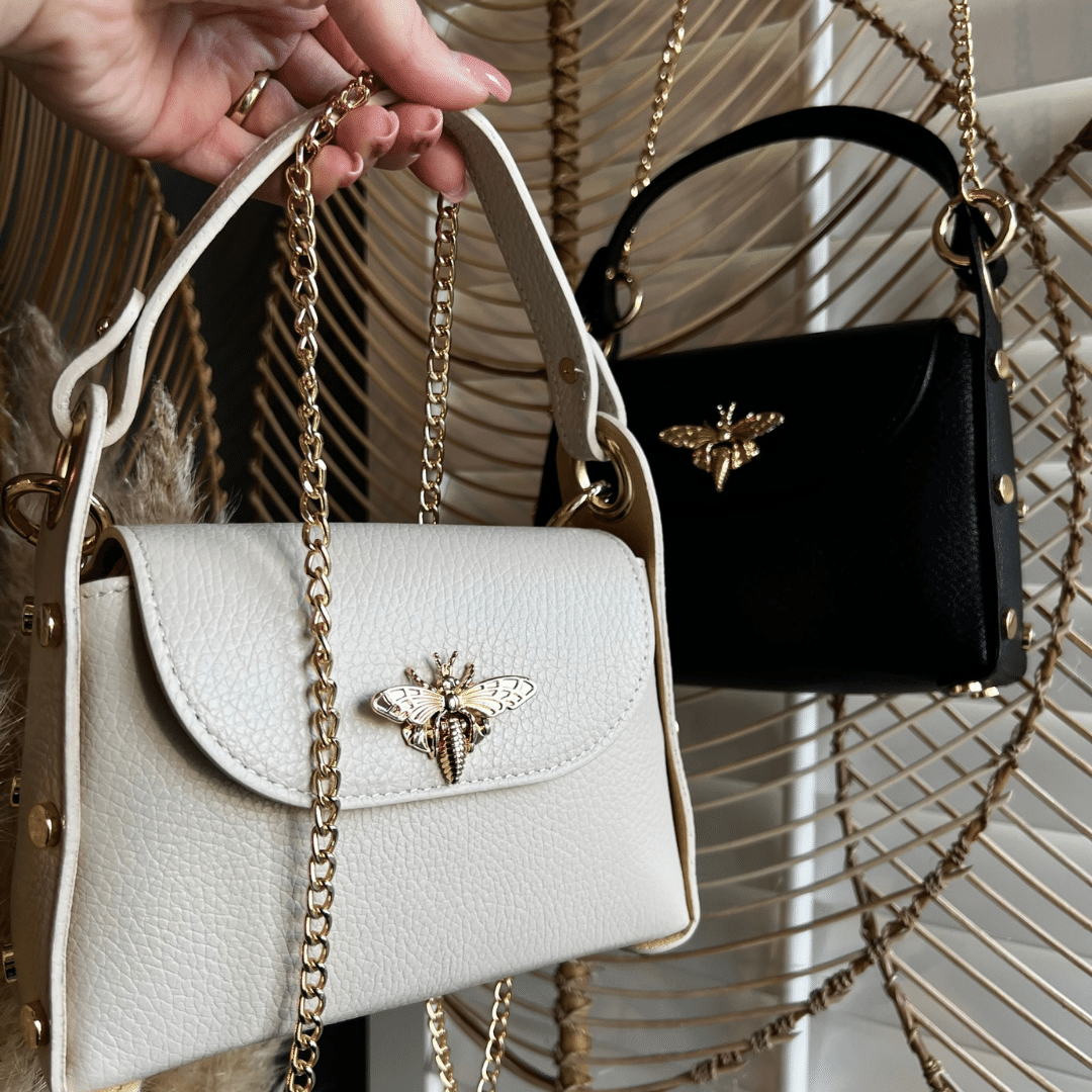 echt leren bee tas beige