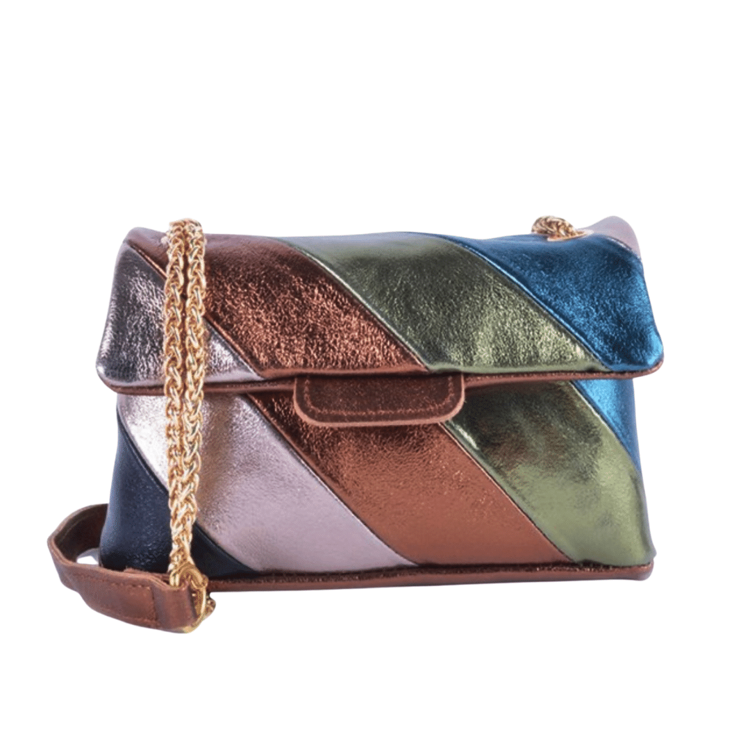 echt leren rainbow tas petrol